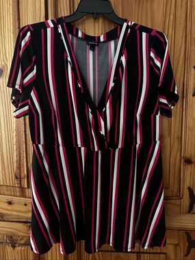Torrid Surplice Wrap Striped Top